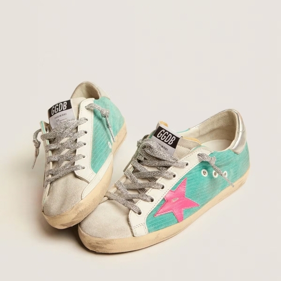 Golden Goose Super-Star sneakers in turquoise suede Size 37 - Picture 2 of 9